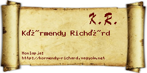 Körmendy Richárd névjegykártya