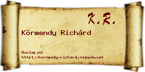 Körmendy Richárd névjegykártya