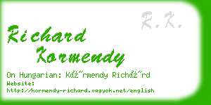 richard kormendy business card