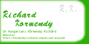 richard kormendy business card